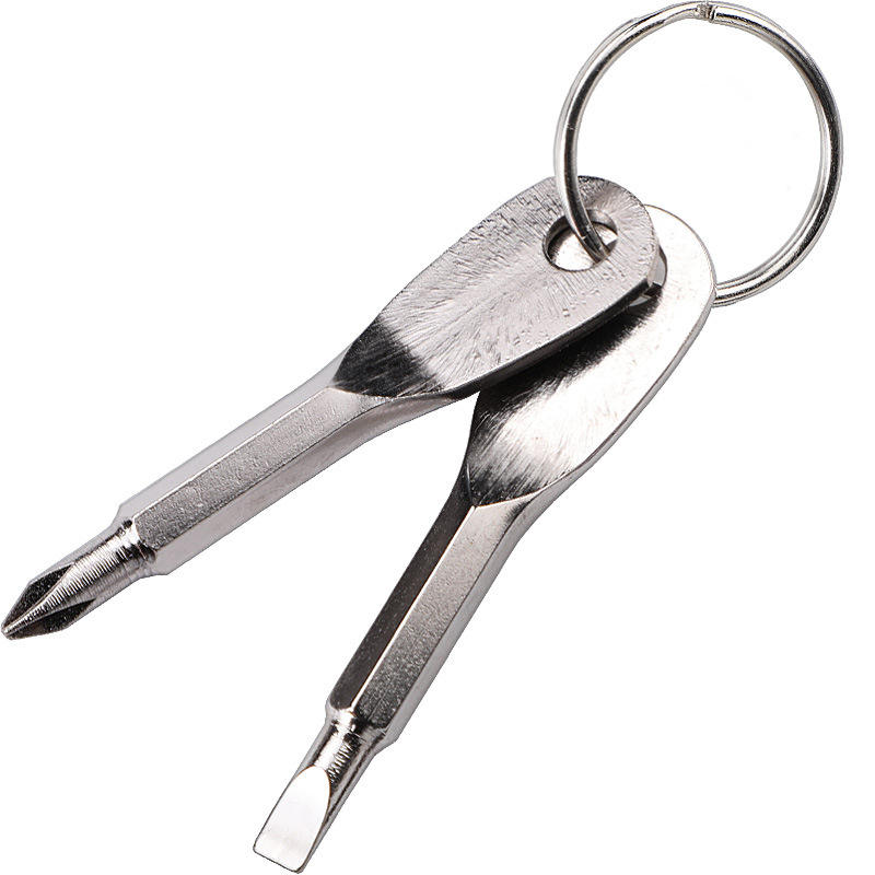Useful Gift EDC Outside Multi Screwdrivers KeyChain Ring Silver