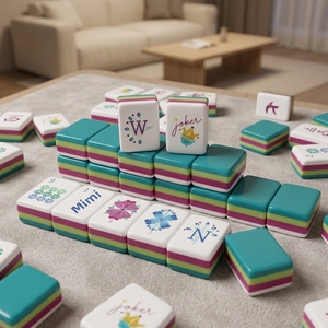 Set Classico di Mahjong Americano Portatile con Tessere in Acrilico, Design Mini Personalizzato e Creativo per Giochi Domestici e Feste - Product Image 2