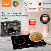 Table de Cuisson RAF Qualité 7000W, 2 Feux, Double Induction, Plaque de Cuisson Électrique Vitrocéramique et Infrarouge