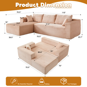 Sofá Seccional Modular en Forma de L, Sofá Convertible de 3 Plazas de Piel Sintética de Lujo, Sofá Combinable para Sala de Estar - Product Image 2
