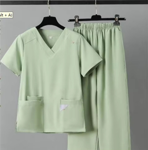 Eco-Friendly Light V-neck Unisex <b>Scrub</b> <b>Tops</b> Hospital Uniform Sets Soft Comfortable Stretchable Double-layer Pockets Needle - Product Image 1