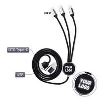 Câble de charge universel personnalisé lumineux multi-téléphones, charge rapide, nylon, USB 3, 5 en 1, câble avec logo lumineux LED pour cadeau promotionnel d'entreprise