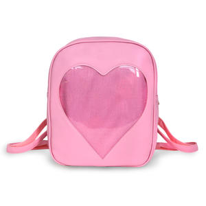 Diseño personalizado Candy PU Leather <span class=keywords><strong>Love</strong></span> Heart Shape ventana transparente Ita Bag Mochila - Product Image 1