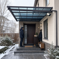 Auvent de terrasse personnalisé en aluminium et polycarbonate, auvent de véranda résistant aux fortes charges de neige, abri d'entrée extérieur imperméable et anti-UV pour villa