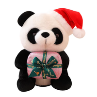 Adorable Peluche de Panda con Gorro Rojo, Relleno de Algodón Suave, Hermoso Adorno y Regalo Ideal para Navidad