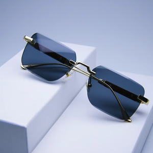C121 Dernières tendances, lunettes de soleil de luxe italiennes pour hommes et femmes, monture sans bordure, dé<span class=keywords><strong>coupe</strong></span> diamant, verres dégradés UV400 - Product Image 6