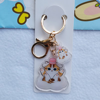 Stock promotionnel : Breloques porte-clés et pendentifs de sac en acrylique transparent double face, motifs chat mignon, chat requin, vente en gros