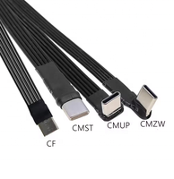 Cable USB-C a USB-C de 90 grados, de 5-200 cm °   Cable Adaptador en Ángulo para Banco de Energía, Cable de Carga Flexible PD, Cable USB C Plano de Silicona, 2A 480Mbps
