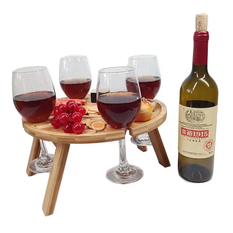 Hot Sell New Design Folding bamboo picnic table wooden Wine Picnic Table For Camping