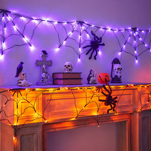 Guirnalda de Luces LED para Halloween, Diseño de Telaraña, para Interiores, Ambiente Festivo, Coloridas, 2700K Blanco Cálido, IP44 Impermeables, 1.8m - Product Image 4
