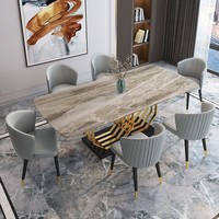 Ensemble table à manger moderne 6-12 chaises avec places Table et chaises en marbre pour salle à manger Table à manger rectangulaire