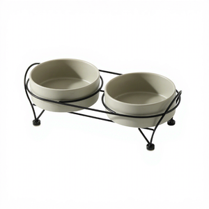 Mangeoire surélevée en métal noir <span class=keywords><strong>pour</strong></span> chat, bol simple en céramique mate, ergonomique et antidérapant <span class=keywords><strong>pour</strong></span> chatons d'intérieur - Product Image 4