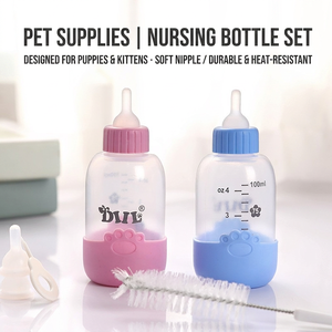 Dropshipping Safe Silicone Pet Milk <b>Bottle</b> Set, Multiple Soft Mouth Nursing <b>Bottle</b> with <b>Brush</b> for Puppy Kitten Daily Feeding - Product Image 3