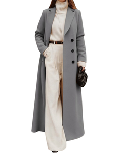 Abrigo Largo Clásico de Invierno para Mujer, de Lana Transpirable, con Doble Botonadura, Elegante, Cálido, Cómodo y Personalizable - Product Image 1