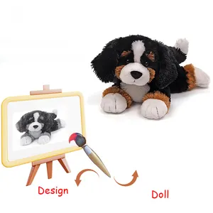 逼真的黑棕色小狗毛绒玩具可爱毛绒动物玩具小狗和狗