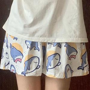 Pantaloncini pigiama stampati da squalo carini da donna con Design floreale completi con elastico in vita indumenti da notte traspiranti di grandi dimensioni - Product Image 3