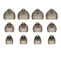 Dôme de remplacement RIC Phonak en silicone noir transparent, écologique, semi-ouvert, avec aérations d'équilibrage de pression et amplificateur sonore