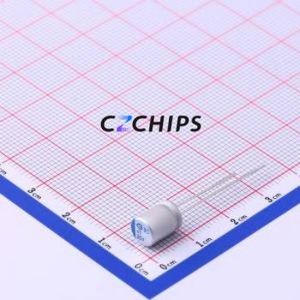BC025M470LO6.3*8L-1A4T ตัวเก็บประจุแบบแข็งชนิด Through hole Component (THT), ขนาด D6.3xL8 มม. 47uF 20% 25V 2.9A100kHz - Product Image 1