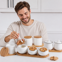 Ensemble de pots en céramique rose poudré vintage avec 3 accents dorés, plateau de service étanche, cuillères, élégantes boîtes à sucre et à épices avec couvercles