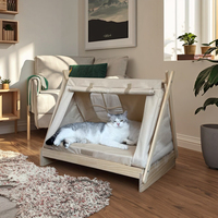 Grand hamac écologique en bois massif pour chats, nid d'hiver d'été semi-fermé pour animaux de compagnie, éponge douce pour chats et chiens, carton OEM