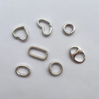 Fermoir à ressort rond pour femmes, bracelet, collier, bouton en forme de cœur, en argent sterling 925, fermoir mousqueton pour la fabrication de bijoux
