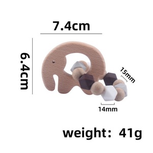 Jouets de <span class=keywords><strong>dentition</strong></span> sensoriels en bois bio les plus vendus pour bébés, avec perles en silicone sans BPA et anneau en bois - Product Image 6