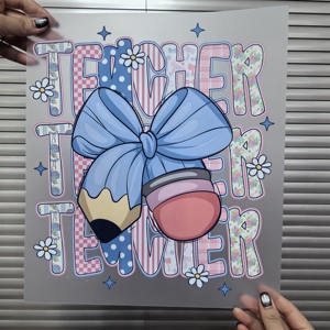 Kunden spezifische selbst klebende Wärme übertragungs abziehbilder für den DTF-Transfer druck Aufbügel aufkleber Neue Größen optionen PET - Product Image 1