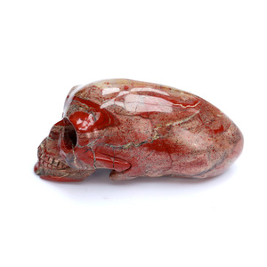 Hot Bán Tùy Chỉnh Màu Đỏ Tự Nhiên Jasper Kéo Dài Maya Người Ngoài Hành Tinh Sọ Bức Tượng Tay Khắc Khắc Đá Quý Cho Pha Lê Trang Trí - Product Image 5