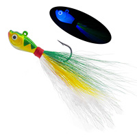 Siap Kirim Jig Bucktail Mustad Hook UV Berpendar untuk Air Asin, Kit Rambut Beraneka Ragam untuk Ikan Striped Bass, Walleye, Snook, dan Rockfish