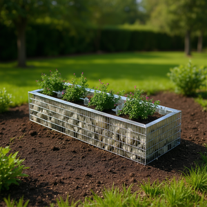 Bac à plantes surélevé en gabion en acier galvanisé argenté D0100HEXG0V, grand bac de plantation extérieur - Product Image 2