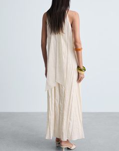 فساتين نسائية أنيقة بالجملة للربيع، تصميم مخصص من الكتان، فساتين صيفية أنيقة وعصرية طويلة للسيدات - Product Image 2