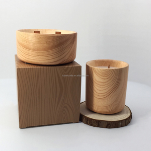 LTC57/LTC58 <strong>Large</strong> Ceramic Cup <strong>Candle</strong> Natural Wooden Color Outdoor Ceramic Jar <strong>Candle</strong> - Product Image 3