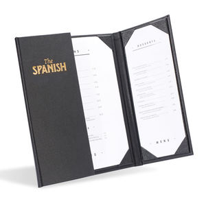 Porte-menu en similicuir de haute qualité, style ouverture centrale, pour restaurant, présentoir de menu à 3 vues - Product Image 1