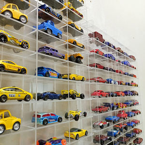 Vitrine acrylique à l'échelle 1/64 pour voitures <span class=keywords><strong>Hot</strong></span> <span class=keywords><strong>Wheels</strong></span> et Matchbox, boîte de rangement de jouets de voiture moulée sous pression à montage mural - Product Image 4