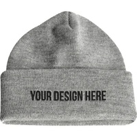 Bonnet d'hiver personnalisé brodé et imprimé numériquement avec motif lettre en relief 3D inversé en tricot de tissu courant
