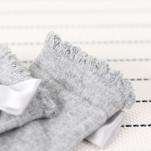 Bán Buôn 5 Màu Sắc Rắn Ruffle Vớ Dài Đầu Gối Cao Cotton Đan Sơ Sinh Ấm Cúng Gân Trẻ Em Bé Cô Gái Vớ Với Cung - Product Image 5