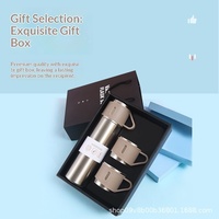 Bouteille isotherme en acier inoxydable 201 pour le voyage, avec infuseur à thé, trois couvercles, double usage, entièrement en acier, design moderne et minimaliste