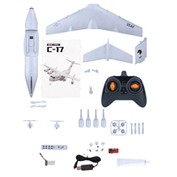 AiJH Epp C17 RTF Avion modèle télécommandé avec éclairage LED nocturne, jouet avec télécommande, Ucak Aviones Jet Glider, avion RC, jouets d'avion