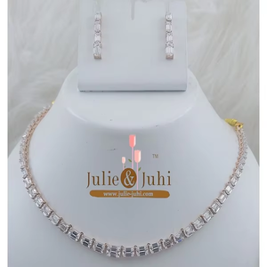 Collar de Diamantes Baguette Chapado en Oro Rosa de Lujo, Oro Sólido de 18K, para Mujer, Usado como Joyería de Boda - Product Image 6