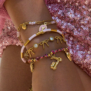 Lunatique Coloré Tressé Corde Or Soleil <span class=keywords><strong>Scooter</strong></span> Totem Charmes Bracelet En Acier Inoxydable pour Vacances Vibes - Product Image 1