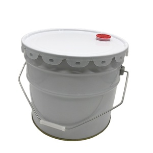 Seaux et barils métalliques haut de gamme en gros – Seau à peinture en acier blanc de 10 L avec couvercle - Product Image 1
