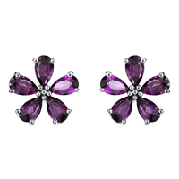 Anting-anting stud buah moissanite perak KARATS 925 berlapis rhodium, menawan, trendi, hadiah untuk wanita, untuk pertunangan, pernikahan, pesta, atau ulang tahun.