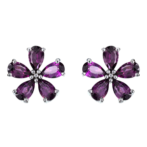 925 <b>Silver</b> Pyrope Flower <b>Stud</b> Earrings Charming Rhodium Plated Trendy Women's Engagement Wedding Party Birthday Gift Idea - Product Image 4