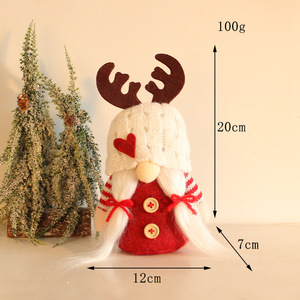 Wholesale Couple Style <b>Christmas</b> Gnome Doll Red & White Knit Hat <b>Reindeer</b> Horn Gnome Holiday Gift Ornament - Product Image 4