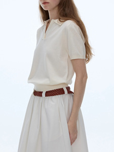 Manches courtes d'été décontractées pour femmes pour <span class=keywords><strong>Polo</strong></span> col en V pull en tricot coréen tricot blanc avec logo avant-par fabricant - Product Image 3