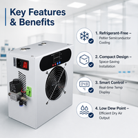 Sécheur d'air électronique compact 120 lpm, mini-concentrateur d'oxygène Peltier, générateur d'ozone, refroidisseur d'air