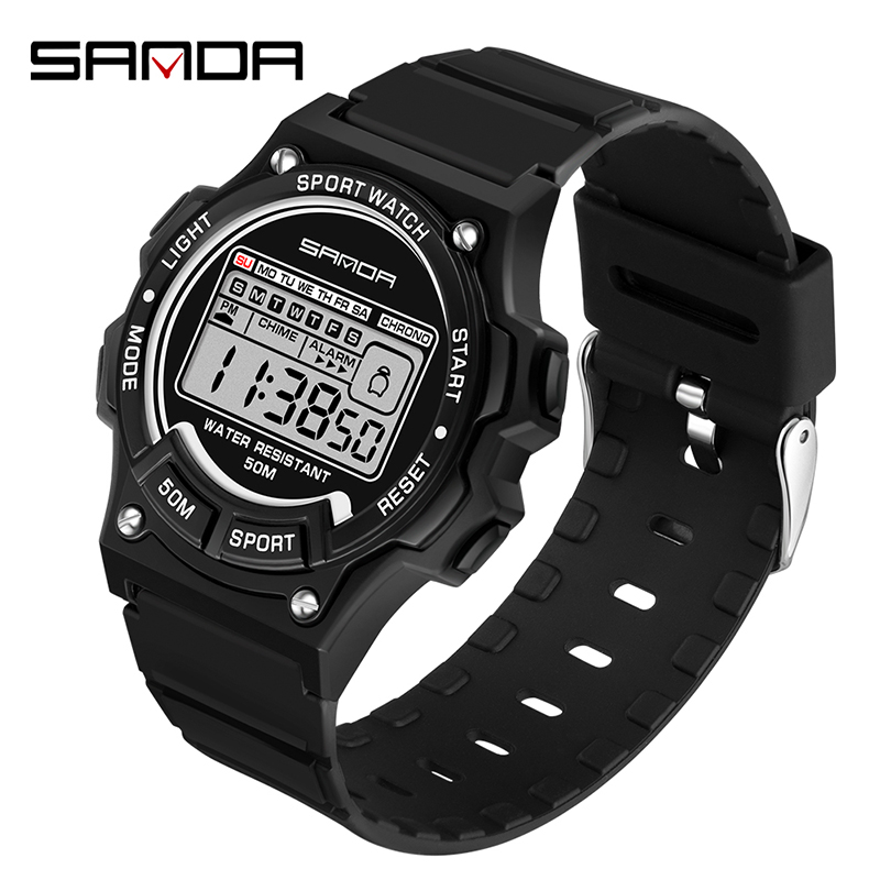 Sanda 6020 Promotionele Digitale Vrouwen Horloges Lichtgevende Chrono Waterbestendig Led Elektronische Mode Meisjes Sport Polshorloge