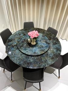 Losa de Granito Labradorita Azul Esmeralda Personalizable para Cubierta de Mesa de Comedor Montada en la Pared Interior - Product Image 4