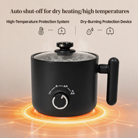 YUEDISI 110V 1.5L Marmite Électrique en Acier Inoxydable 600W, Cuisinière à Commande Manuelle, Poêle Électrique Antiadhésive avec Couvercle en Verre