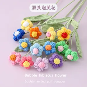 Hand Knitted <strong>Flower</strong> Yarn <strong>Crochet</strong> <strong>Flowers</strong> Hand Woven Bouquet Wedding Decor Puff <strong>Flower</strong> - Product Image 1